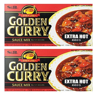 2 Packs S&amp;B Golden Curry Sauce Mix, Extra Hot, 8.4-Ounce