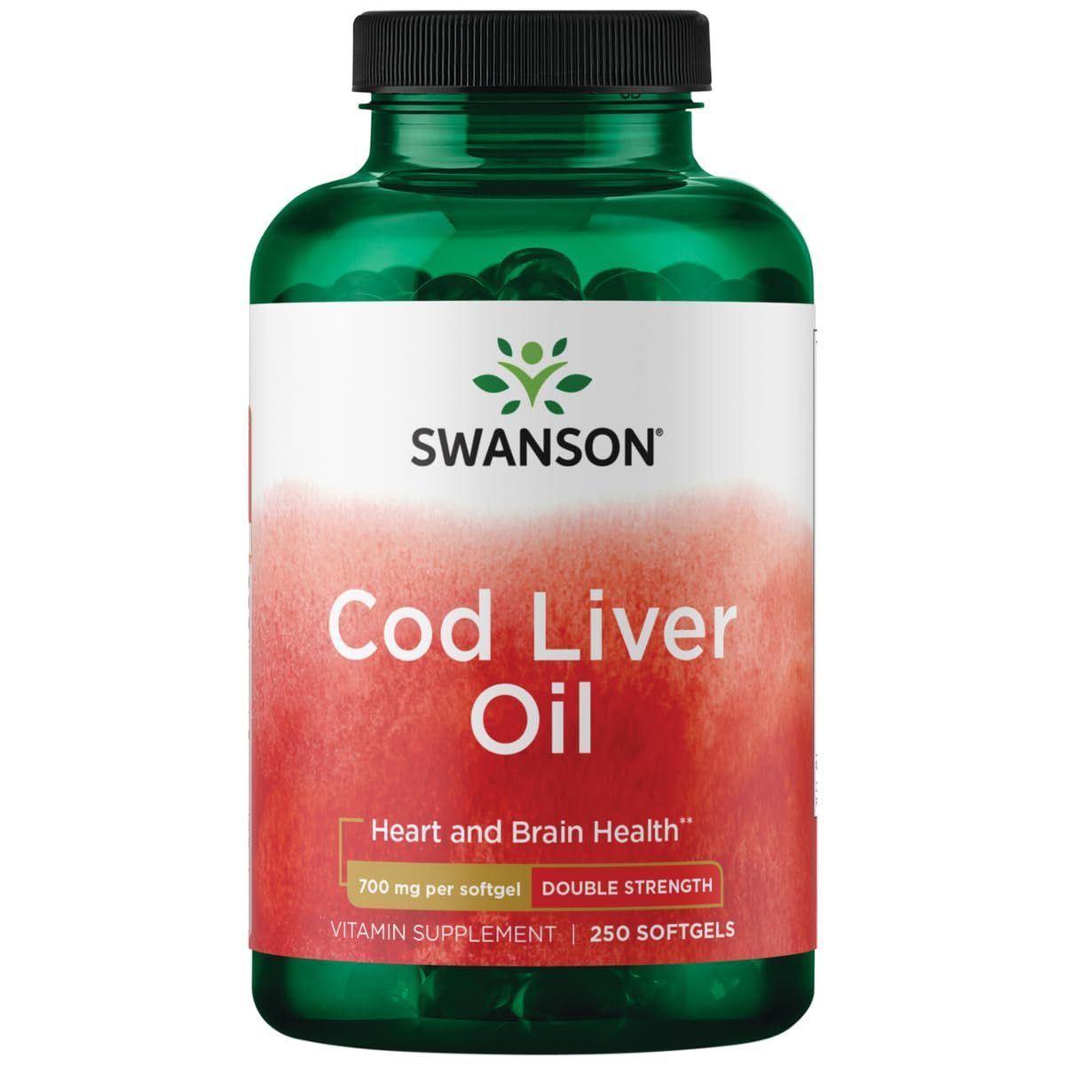 Swanson Cod Liver Oil - Wellness Supplement Promoting Bone, Skin Health, Vision Support &amp; Immune System Function - Natural Formula with High Absorption Vitamin A - 250 Softgels, 700mg Each