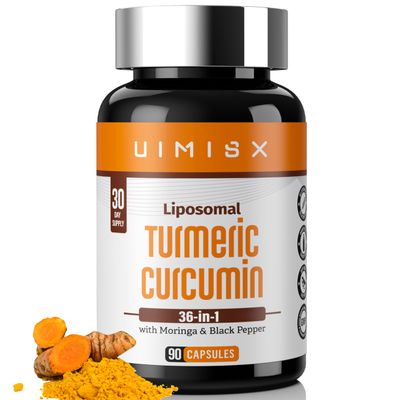 Liposomal Turmeric Curcumin Supplement with High Potency - 95 Curcuminoids Extract Enhanced with Pepper &amp; Moringa for Optimal Health Support Enhanced Bioavailability for Joint Support