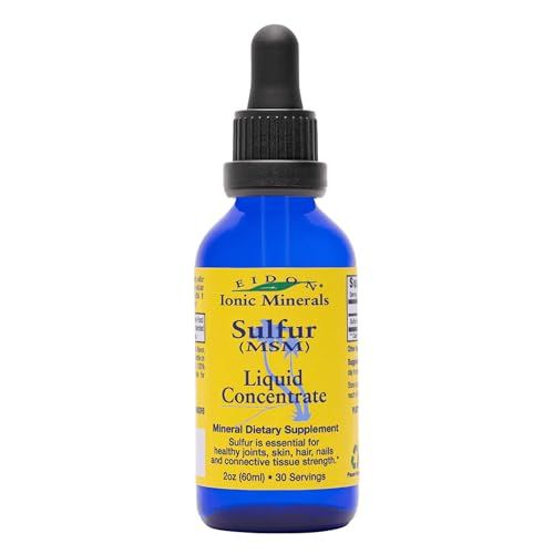 Eidon Ionic Minerals Liquid Sulfur Concentrate - Ionic MSM Sulfur Drops Supplement, Supports Healthy Joints, Smooth Skin, &amp; Glossy Hair, No Preservatives or Additives - 2 Oz Bottle