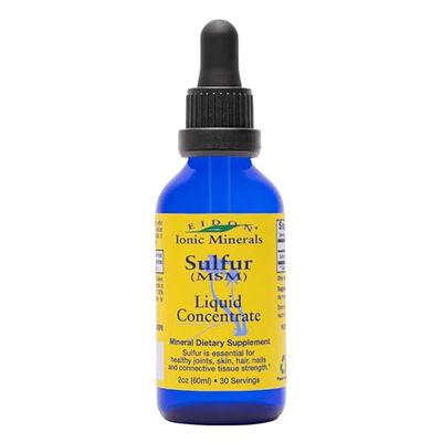 Eidon Ionic Minerals Liquid Sulfur Concentrate - Ionic MSM Sulfur Drops Supplement, Supports Healthy Joints, Smooth Skin, &amp; Glossy Hair, No Preservatives or Additives - 2 Oz Bottle