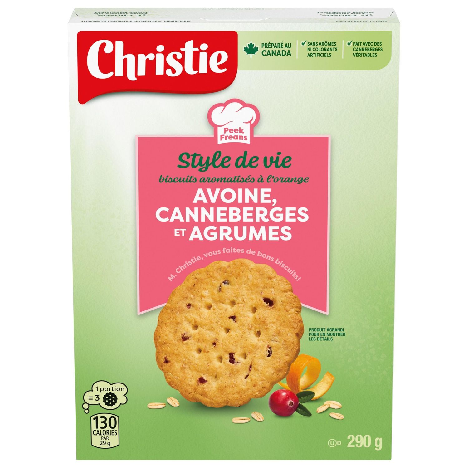 Peek Freans Lifestyle Cranberry Citrus Oat Crunch Cookies 290g box from Canada
