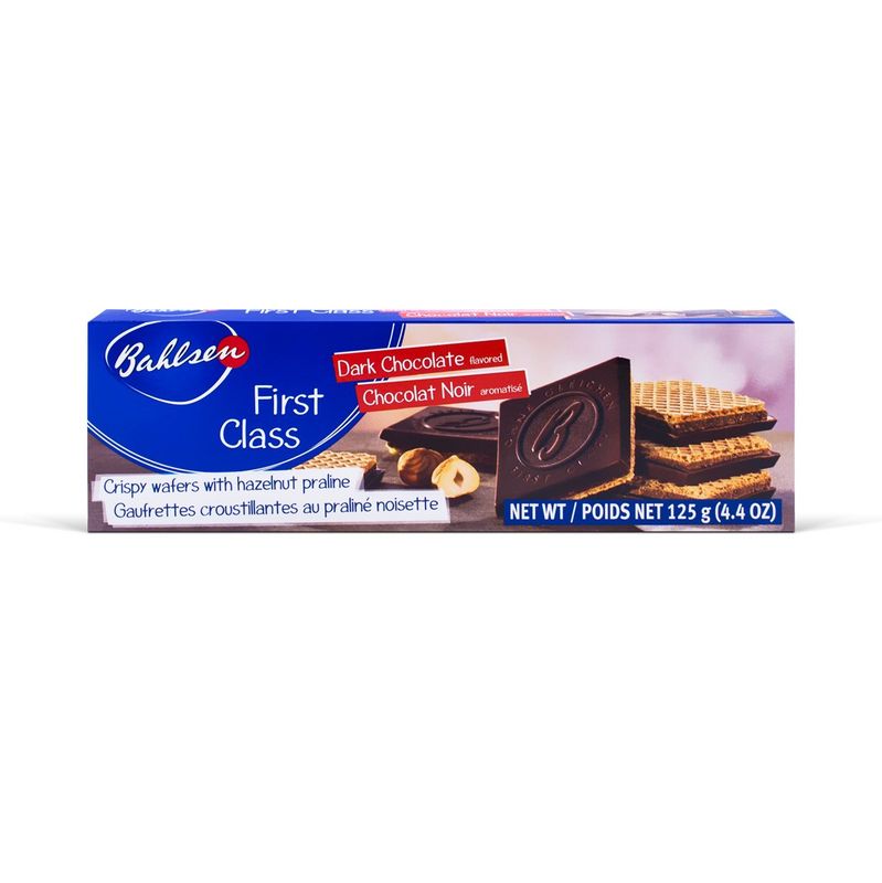 Bahlsen First Class Dark Cookies 1 box - Hazelnut wafers covered in rich dark European chocolate - 4.4 oz box