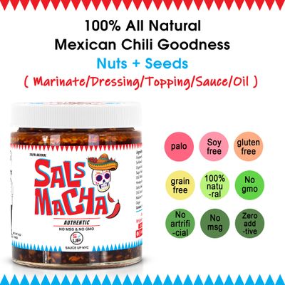 SAUCE UP Smoky Salsa Macha Chili Oil Authentic Mexican Flavor Chipotle, Nuts, Seeds Vegan, Keto, Gluten-Free, No MSG, 100 Natural Handcrafted in NYC Topping, Marinade, or Sauce 6oz Jar