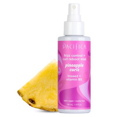 Pacifica Pineapple Curls Frizz Control Spray 4oz - Curl Refresher Mist for Curly &amp; Wavy Hair, Hydrating Anti-Frizz Day 2 Curl Booster with Pineapple Extract &amp; Vitamin B5 Vegan Dermatologist Tested