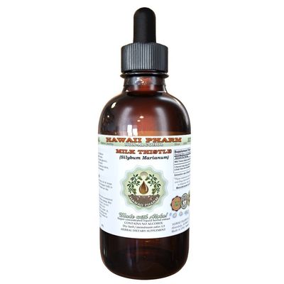 Milk Thistle Alcohol-Free Liquid Extract, Organic Milk Thistle Silybum marianum Dried Seed Glycerite Natural Herbal Supplement, Hawaii Pharm, USA 4 oz