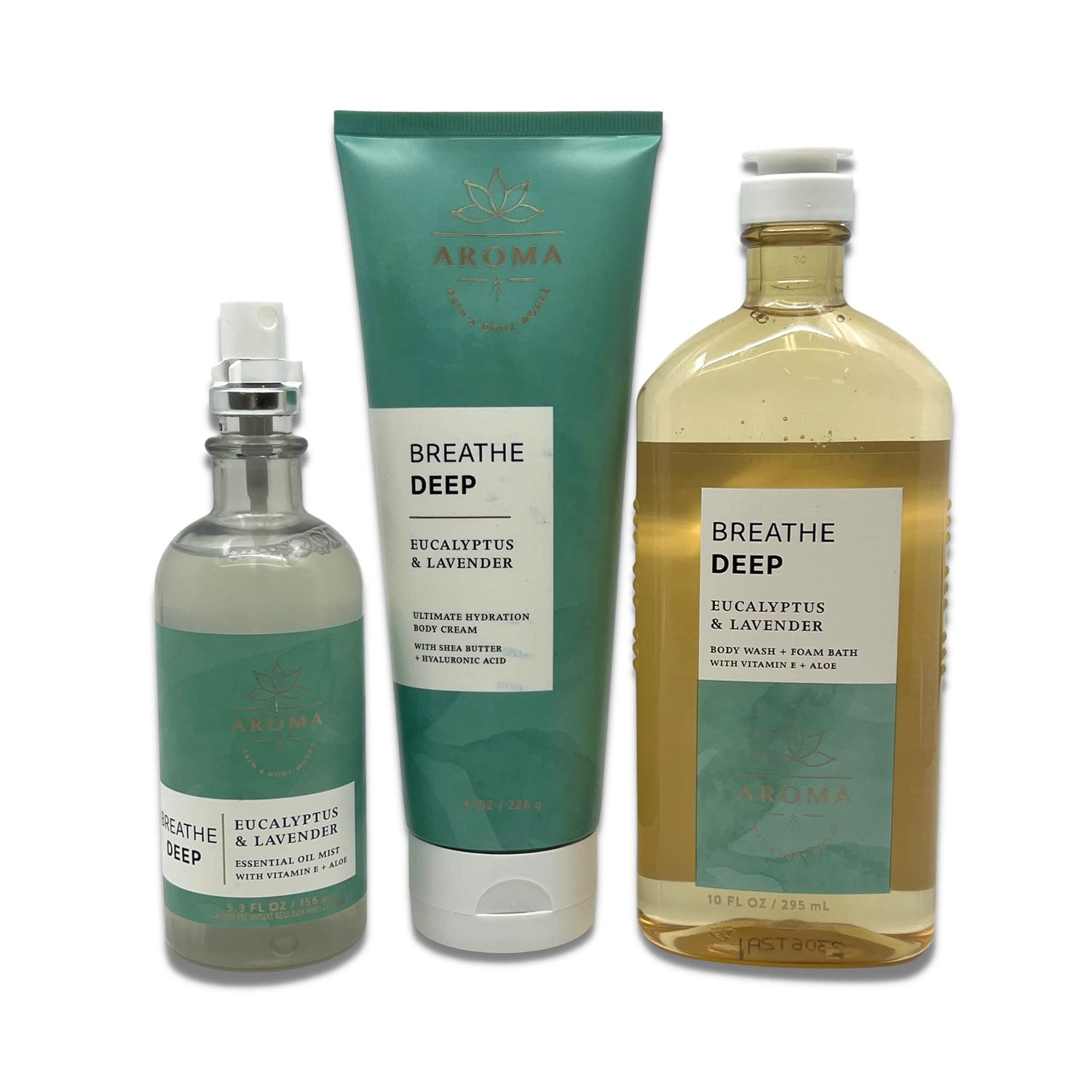 Bath &amp; Body Works - Aromatherapy - Breathe Deep Eucalyptus Lavender - 3 Pack Bundle, Ultimate Hydration Body Cream, Essential Oil Mist &amp; Body Wash and Foam Bath