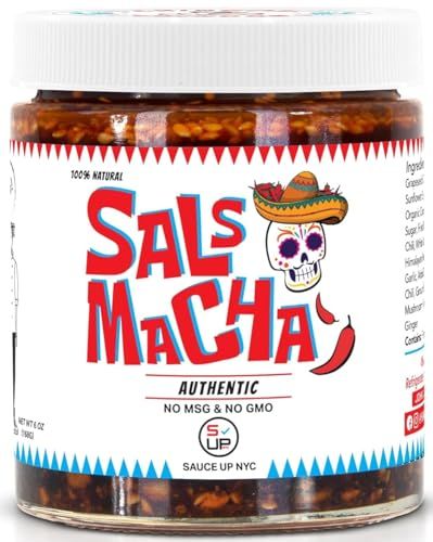 SAUCE UP Smoky Salsa Macha Chili Oil Authentic Mexican Flavor Chipotle, Nuts, Seeds Vegan, Keto, Gluten-Free, No MSG, 100 Natural Handcrafted in NYC Topping, Marinade, or Sauce 6oz Jar
