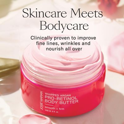 Josie Maran Whipped Argan Pro-Retinol Body Butter - Ultra-Hydrating Retinol Body Cream with Air-Whipped 100 Pure Argan Oil - Smooth, Soothe & Improve the Look of Fine Lines - Unscented 8 Oz