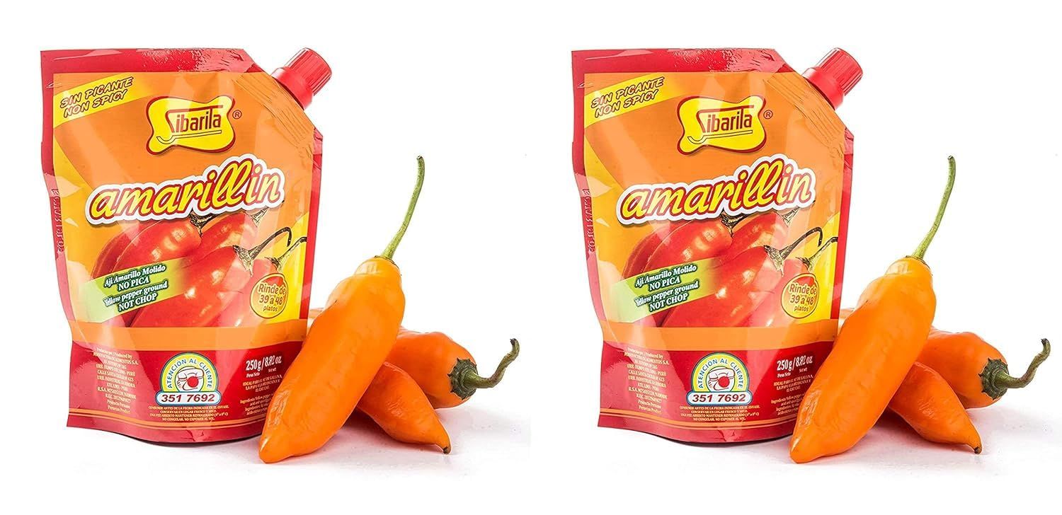 Sibarita - Aji Amarillo Pepper Sauce - Peruvian Yellow Chili Paste Peppers - Non Spicy - 250 Grams - 8.82 Oz - 2 PACK