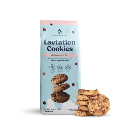 Lactation Cookies Breastfeeding Supplement - Chocolate Chip - Support Mothers Breast Milk Supply Increase - with Brewers Yeast Powder, Oat Flour, and Flax for Lactation - Fenugreek Free - 10oz