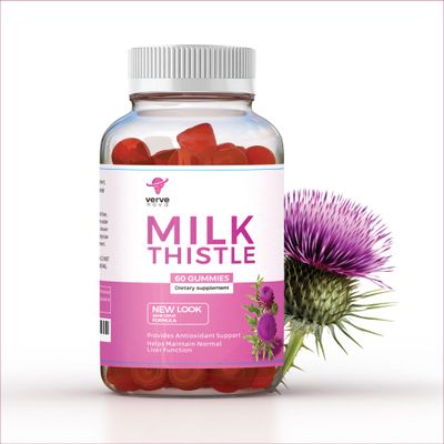 VERVENOVA Milk Thistle Supplement Gummies - Liver Health Support, Herbal Antioxidant, Sugar-Free, Vegan, 60 Count