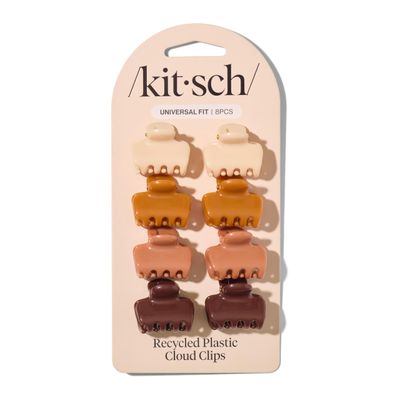 Kitsch Small Hair Clips for Women and Girls - Mini Claw Clips - Hair Accessories for Women - Daily Styling, Recycled, Sedona - 8pc Set
