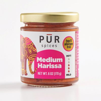 PUR Spices Medium Harissa Paste I Hot Sauce for Cooking and Dipping I Spicy Chili Pepper and Garlic Paste Middle Eastern Inspired Plant Based, Gluten Free, No Sugar Added, Preservative and Additive...