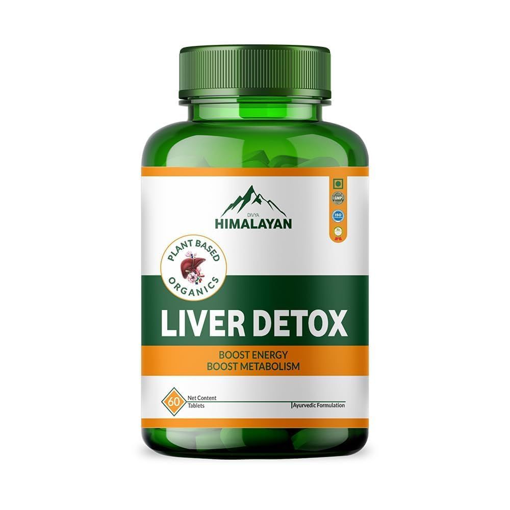 Divya Himalayan Liver Detox Supplement Support Liver Cleanse &amp; Detoxification Herbal Liver Support with Dandelion Root Choline Beetroot &amp; Artichoke Extract - 60 Tablets