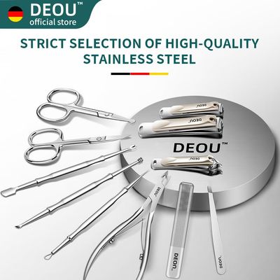 DEOU Professional Nail Set 11 in 1 stainless steel home care nail clippers, men's luxury travel leather storage box, women's beauty kit Pink