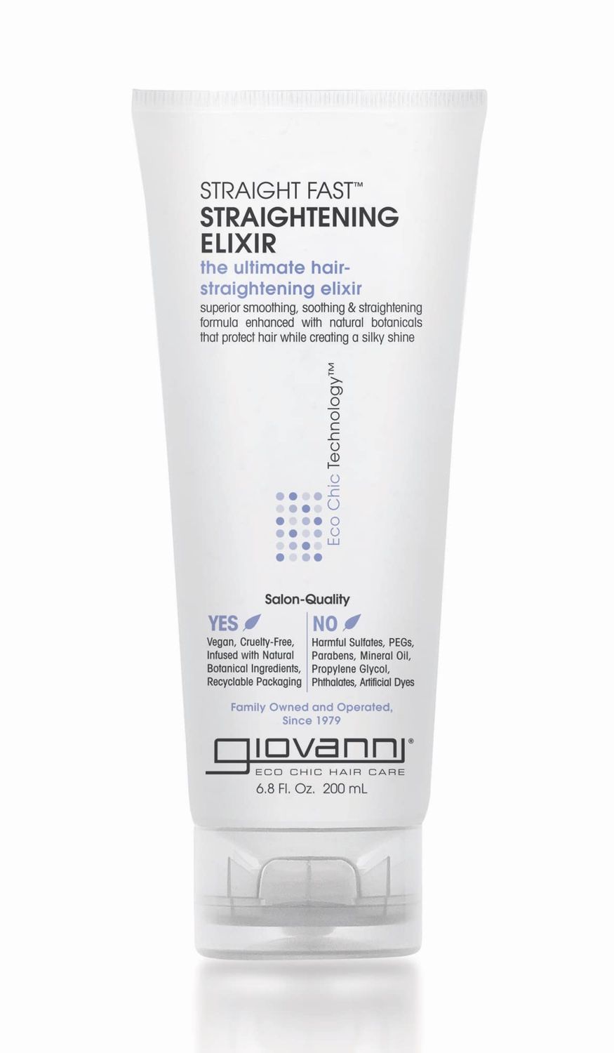 GIOVANNI ECO CHIC Straight Fast Straightening Elixir - Helps Smooth Curls &amp; Straighten Hair, Temporarily Straightens Hair, Heat Protectant, Paraben-Free - Straight Fast Elixir, 6.8 Fl Oz 2 Pack