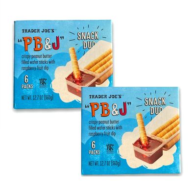 PB&amp;J crispy peanut butter filled wafer sticks with raspberry fuit dip 2 packs