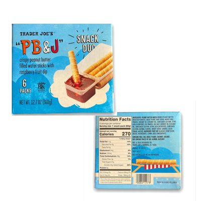 PB&amp;J crispy peanut butter filled wafer sticks with raspberry fuit dip 2 packs