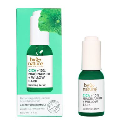 By Nature Calming Face Serum - Cica10 NiacinamideWillow Bark - Purifying Facial Serum with Cica Plant Extract &amp; Texture Enhancing Niacinamide - Skincare from New Zealand - 1 fl. Oz