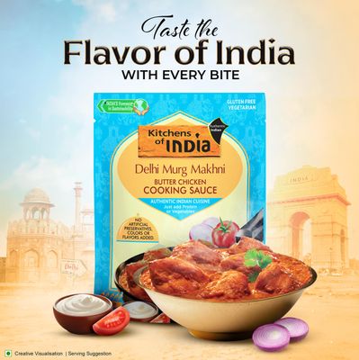 Kitchens of India Delhi Murgh Makhni, Butter Chicken Cooking Sauce, Easy to Use Sauce for Authentic Indian Food, Gluten-Free, 7.02 Ounces Pack of 6