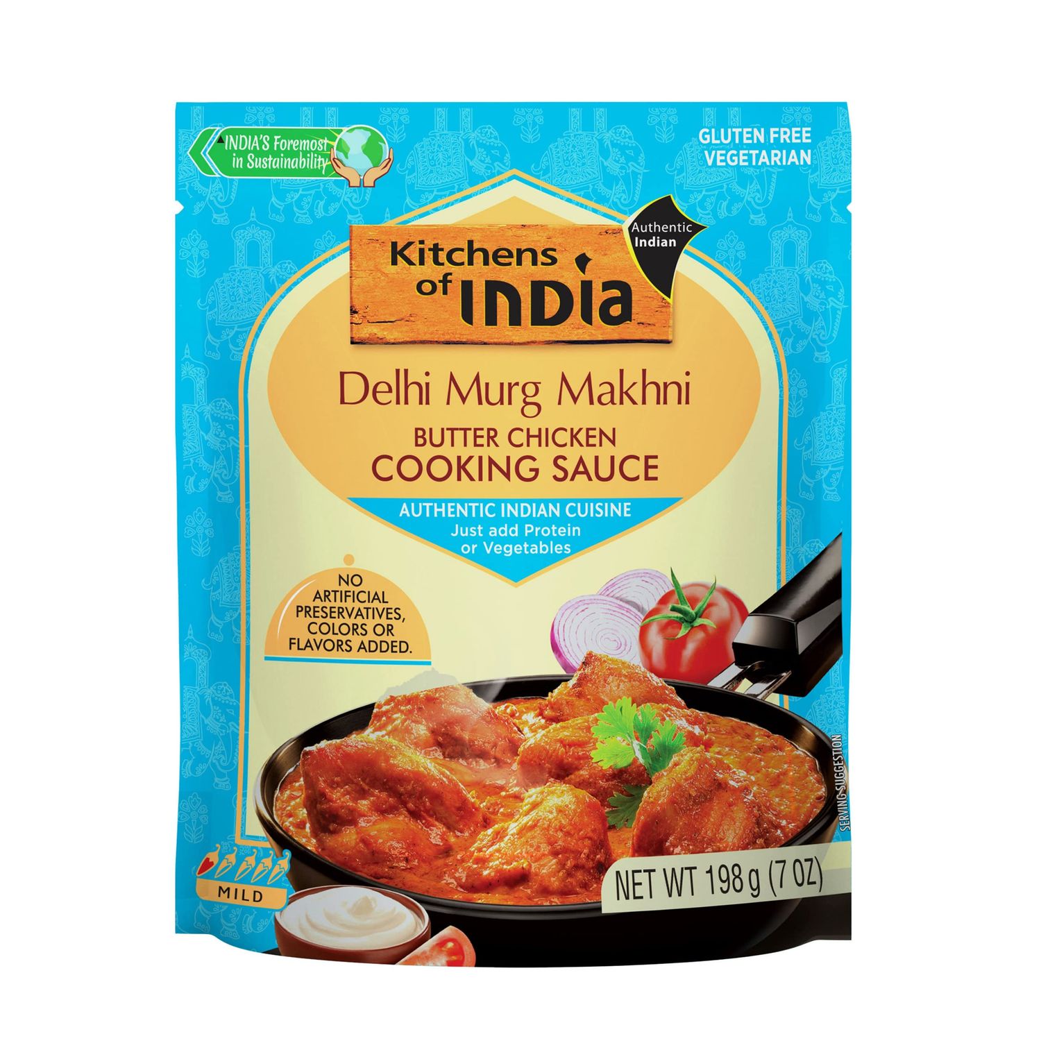 Kitchens of India Delhi Murgh Makhni, Butter Chicken Cooking Sauce, Easy to Use Sauce for Authentic Indian Food, Gluten-Free, 7.02 Ounces Pack of 6