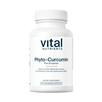 Vital Nutrients Phyto-Curcumin Plus Enzymes Curcumin Supplements with Phytosome Extract Support for Muscle, Bone, Liver, and Heart Health Gluten, Dairy, Soy Free 60 Capsules