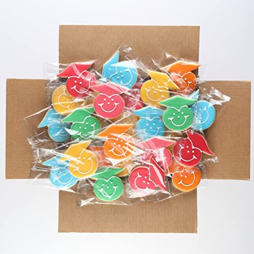 50-Pack Nut-Free Rainbow Graduation Smiley Cookies