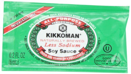 Kikkoman Less Sodium Soy Sauce Packets, 0.2 Fl Oz Pack of 200