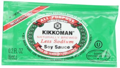 Kikkoman Less Sodium Soy Sauce Packets, 0.2 Fl Oz Pack of 200