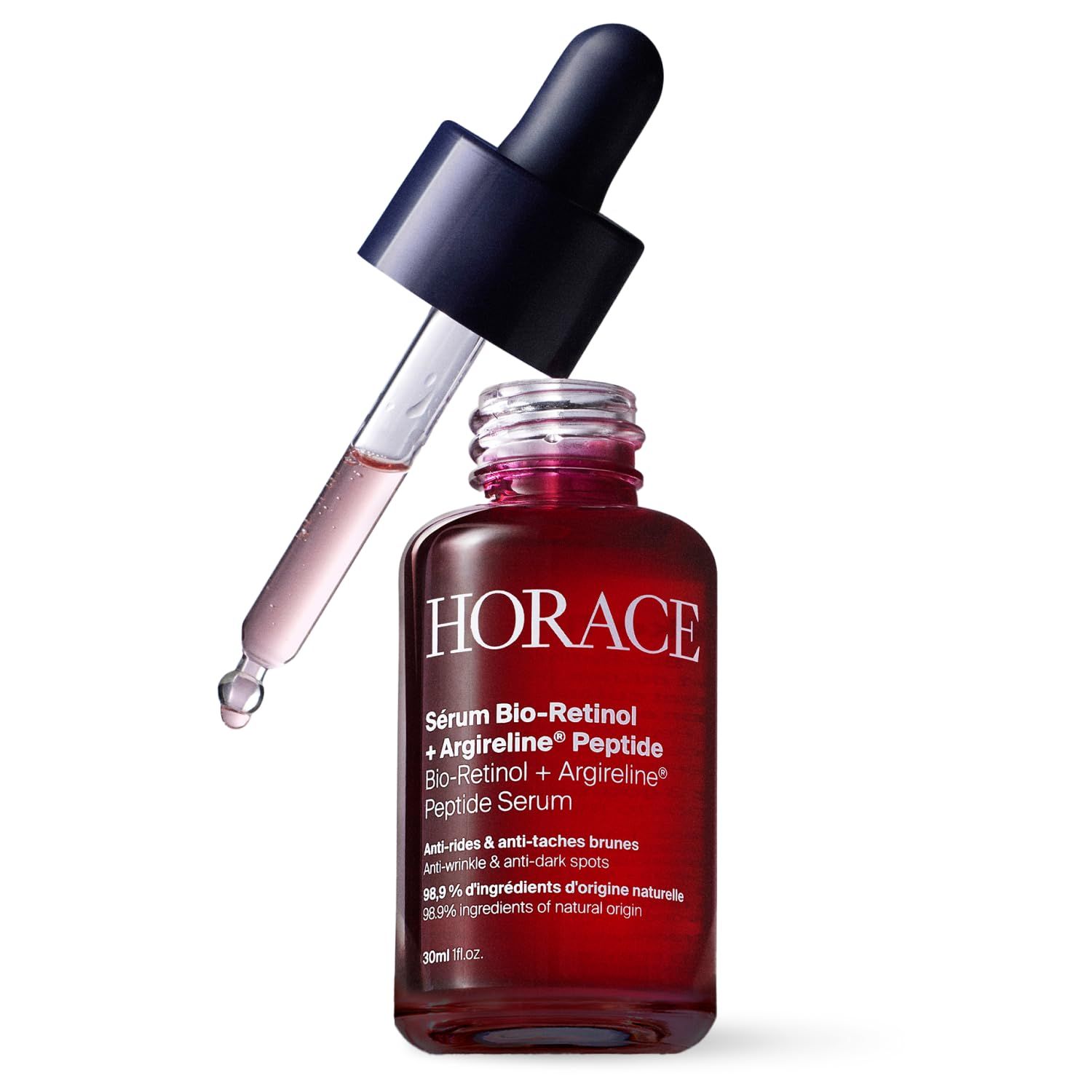 HORACE Bio-Retinol Argireline Peptide Face Serum for Men - For Wrinkles, Dark Spots and Elasticity - Vegan Skin Care for All Skin Types - Unscented, 30ml