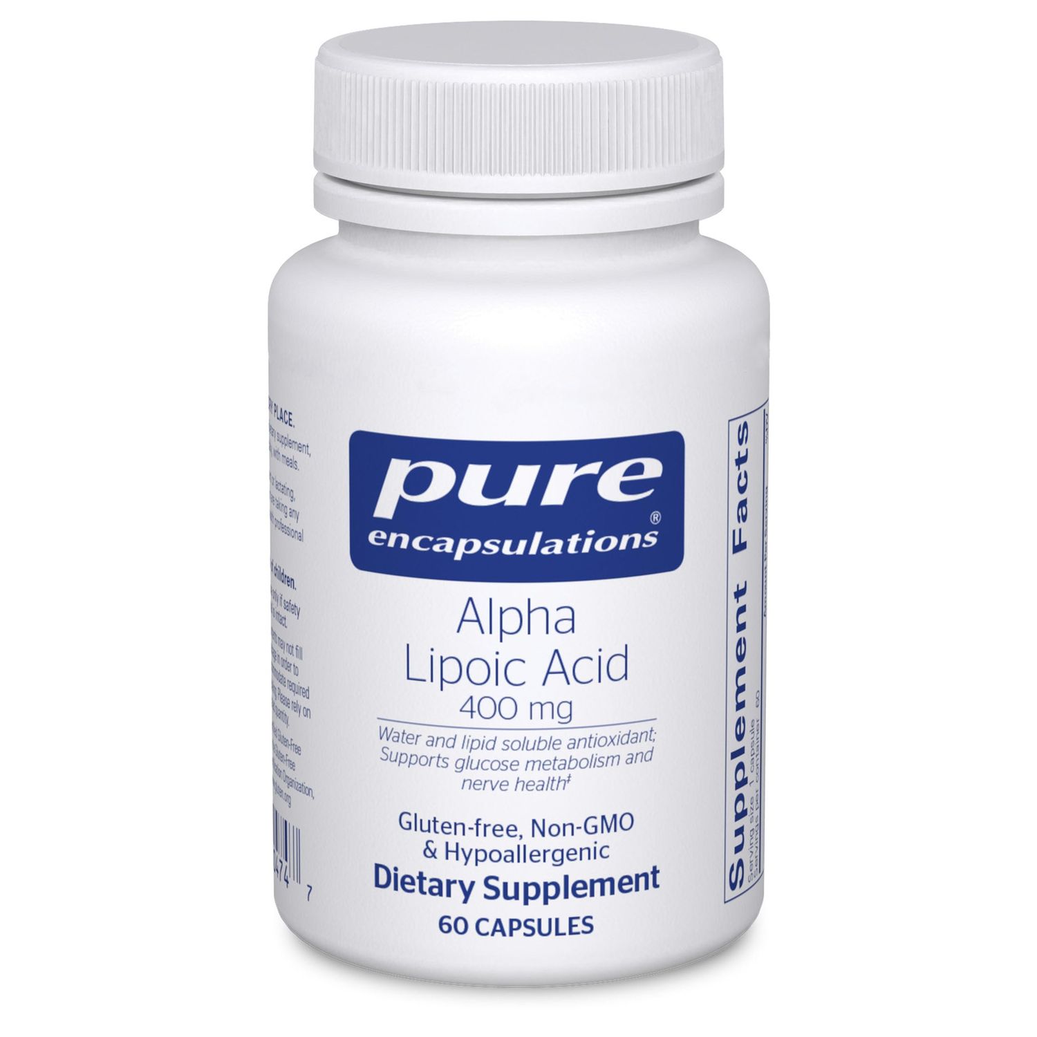 Pure Encapsulations Alpha Lipoic Acid 400 mg ALA Supplement for Liver Support, Antioxidants, Nerve and Cardiovascular Health, Free Radicals, and Carbohydrate Support 60 Capsules