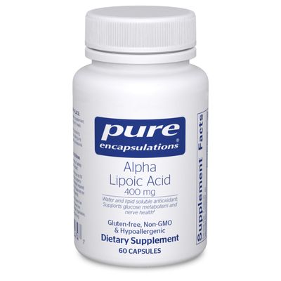 Pure Encapsulations Alpha Lipoic Acid 400 mg ALA Supplement for Liver Support, Antioxidants, Nerve and Cardiovascular Health, Free Radicals, and Carbohydrate Support 60 Capsules