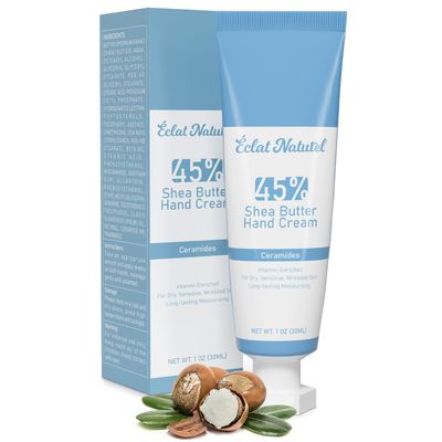 ECLAT NATUREL Shea Butter Hand Cream, with Ceramides Niacinamide Vitamin E Lotion Hand Moisturizer, 45 Shea Butter Nourish Moisturizing Cream for Dry Hands, Mini Hand Lotion, 1 Fl Oz