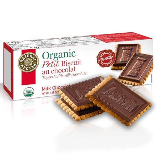 Natural Nectar Organic Milk Chocolate Petit Biscuit - Perfect with Coffee or as a Snack USDA Organic Cookie Certified - 5.29 OZ