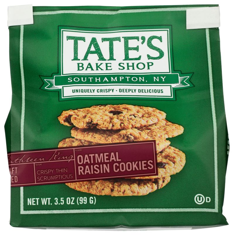 Tate's Bake Shop Oatmeal Raisin Cookies, Kosher, 3.5 Ounces Pack Of 12