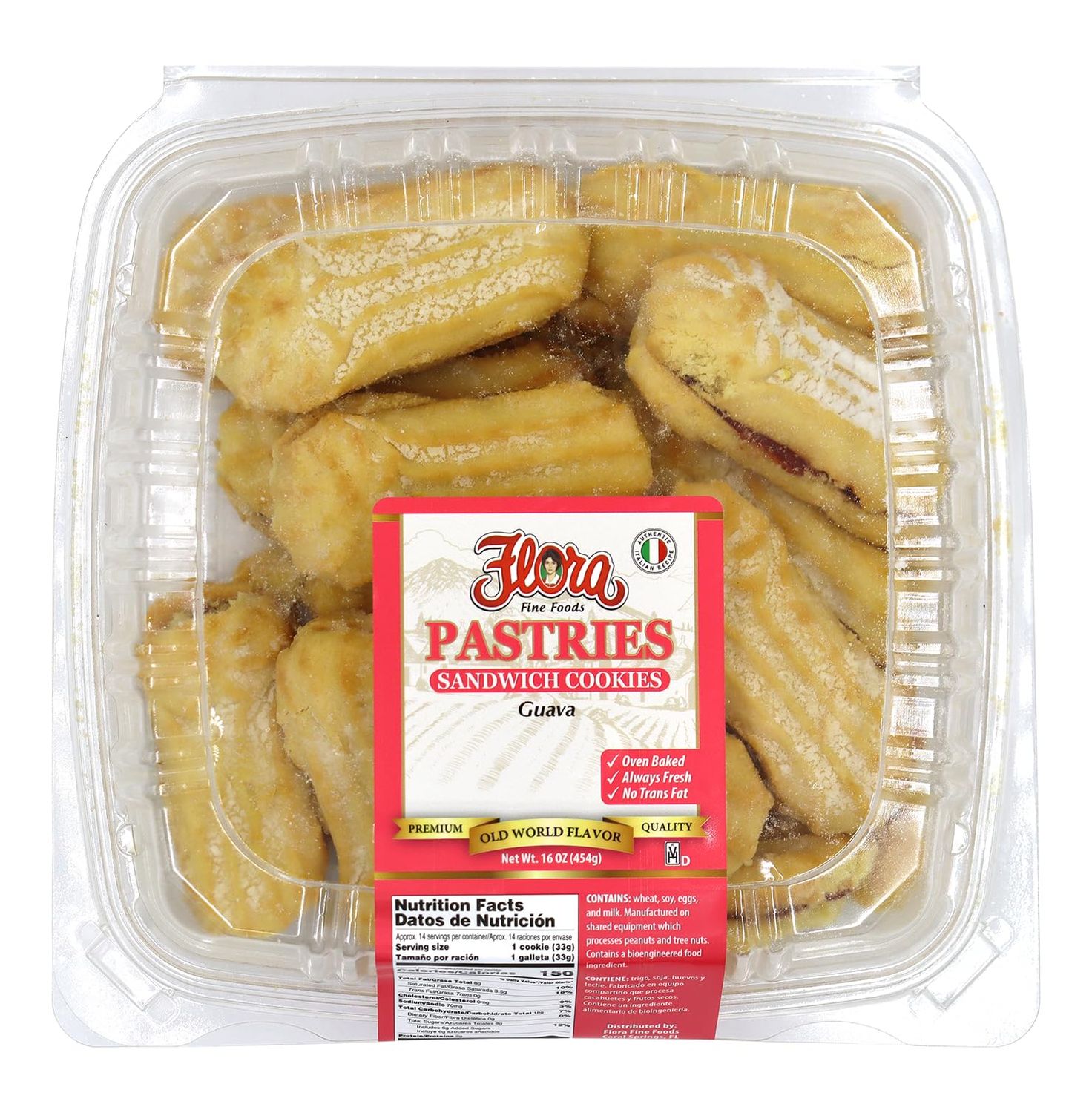 Italian Pastries Guava Sandwich Cookies - Sweet filled with fruit jelly Guava Marmalade Single Box