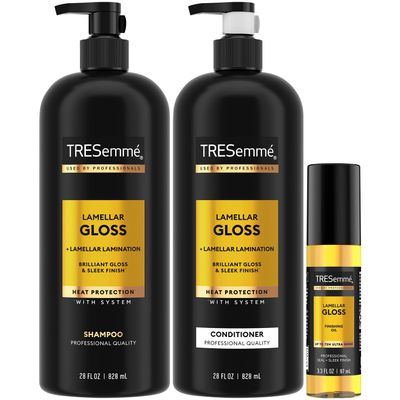 TRESemme Shampoo, Conditioner &amp; Finishing Oil, Lamellar Gloss - Hair Smoothing Products for Glossy Hair, Sleek Looks &amp; Frizz Control