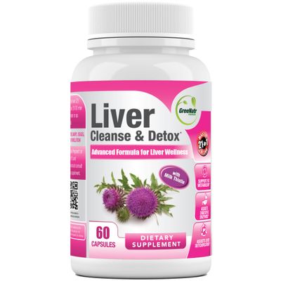 GreeNatr Liver Cleanse Detox &amp; Repair Formula - Milk Thistle, Berberine, Ginger, Beet Root, Dandelion Root, Artichoke Extract, and Chanca Piedra for Optimal Liver Health Support 1 Bottle