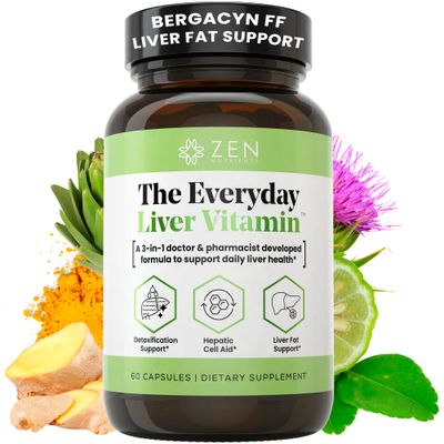Zen Nutrients The Everyday Liver Vitamin - Liver Cleanse Detox &amp; Repair with Bergacyn FF, Organic Milk Thistle, Dandelion Root &amp; Artichoke Extract for Liver Health - Fatty Liver Support Supplements