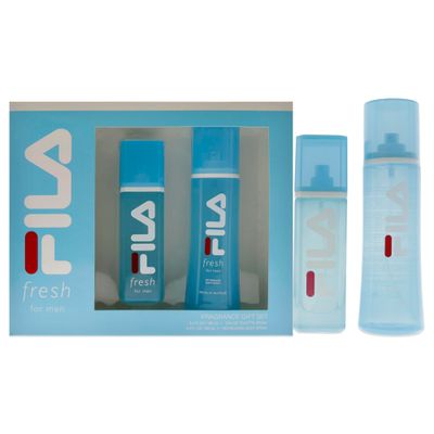 FILA Fresh Gift Set for Men - Cool, Clean, Refreshing - A Modern Classic Fragrance - Includes Eau De Toilette And Body Spray For Him - Trendy, Streamlined, Portable Blue Bottle Designs - 2 Pc