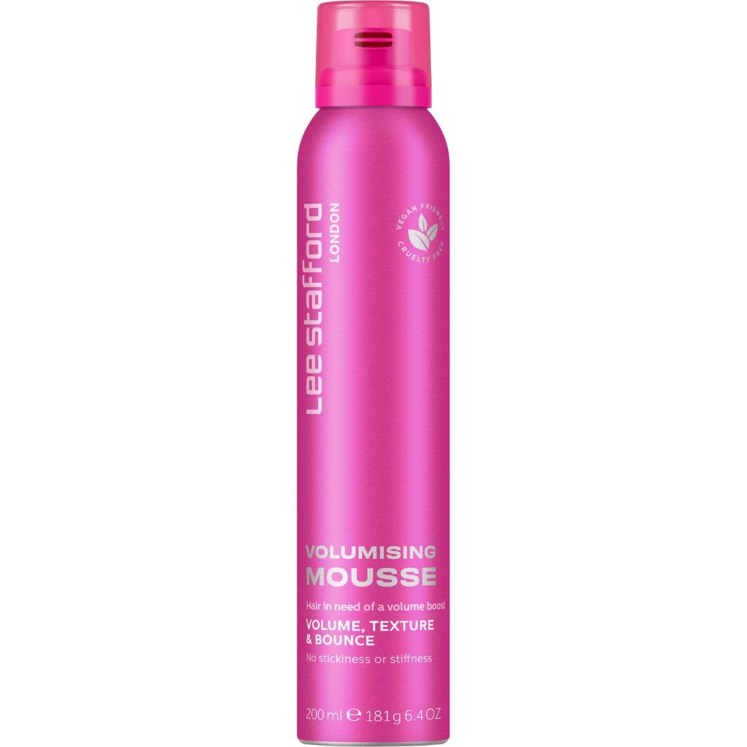 Lee Stafford Volumizing Hair Mousse Styling - Add Volume &amp; Texture to Fine Frizzy Hair, Best Flexible Body Boosting Foam with Strong Hold, Weightless, Thickening, Men &amp; Women, 6.4 Oz