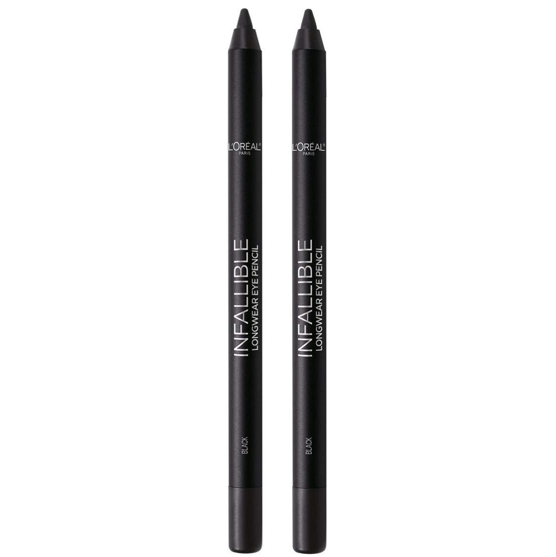 L&#39;Oreal Paris Makeup Infallible Pro-Last Pencil Eyeliner, Waterproof and Smudge-Resistant, Glides on Easily to Create any Look, Black, 0.042 oz., 2 Count