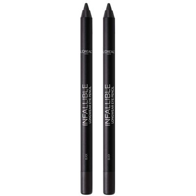 L&#39;Oreal Paris Makeup Infallible Pro-Last Pencil Eyeliner, Waterproof and Smudge-Resistant, Glides on Easily to Create any Look, Black, 0.042 oz., 2 Count