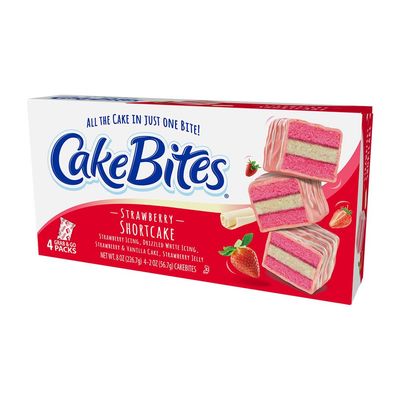 The Original Cakebites by Cookies United, Grab-and-Go Bite-Sized Snack Strawberry Shortcake, 2 Ounce Pack of 4