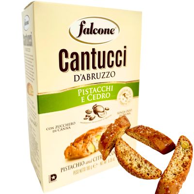 Falcone Cantucci Pistachio Biscotti from Italy 6.35 oz. 180g Cantuccini Biscuits with Pistachios and Lemon - Imported Italian Biscotti Cookies - Pastries - Candied Citron - Similar to Amaretti