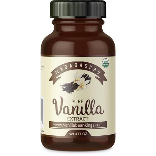 Vanilla Bean Kings - Organic Vanilla Extract - Made with Bourbon Madagascar Vanilla Beans - 4 fl oz - For Baking, Desserts, Home Cooking and Chefs