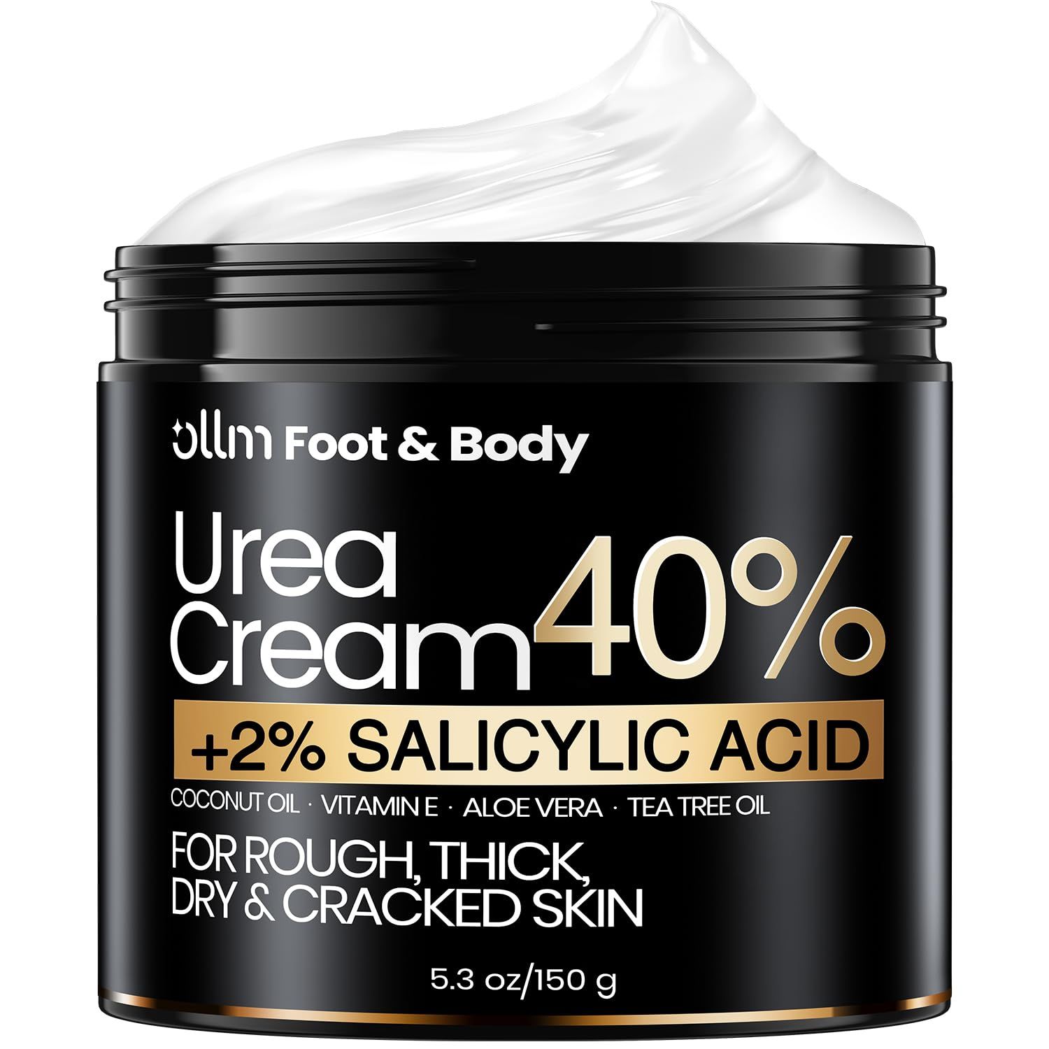 Urea Cream 40 Percent for Feet - Foot Cream for Dry Cracked Heels, 2 Salicylic Acid for Callus Remover, Maximum Strength Repair Skin, Soft &amp; Smooth 40 Urea Lotion Moisturizer Elbows Hands Knees