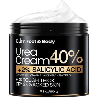 Urea Cream 40 Percent for Feet - Foot Cream for Dry Cracked Heels, 2 Salicylic Acid for Callus Remover, Maximum Strength Repair Skin, Soft &amp; Smooth 40 Urea Lotion Moisturizer Elbows Hands Knees