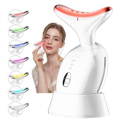 CURMEDI Facial Massager, Red-Light-Therapy Face &amp; Neck Massage Gun, 7 Color, 3 Modes for Skin Care, Face Sculpting Tool